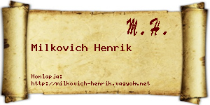 Milkovich Henrik névjegykártya