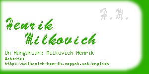 henrik milkovich business card